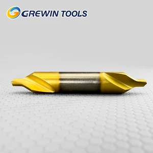 GREWIN HSSE A-Type Center Drill, 60°/120° Double-Ended TiN Coated Center Drill for CNC Positioning