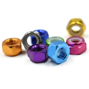 Custom M2 M2.5 M3 M4 M5 M6 M8 Colorful Anodized Aluminum Nylon Lock Nut For Rc Car