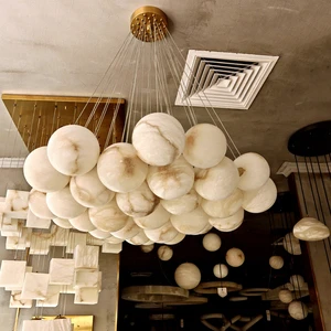 Customized Size Available Spanish Alabaster Pendant Lamp Hotel Decoration Modern Luxury Alabaster Chandelier For Kitchen Island