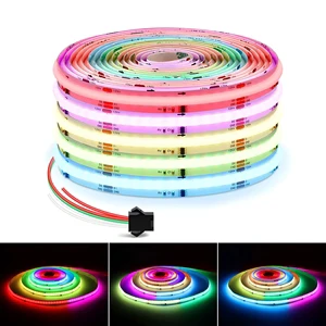 Wholesale Addressable 12V RGBIC WS2811 10mm/12mm Cob Led Strip Light RGB Flowing Water Dimmable Dot-free Flexible Tira Led Cob
