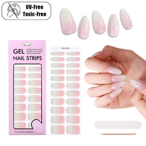 Salon Quality Quick Manicure HEMA Free No Baking Gel Nail Wraps Pink Gradient Autumn Winter No UV Lamp Free Gel Nail Stickers