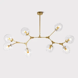 Creative Clear Glass Branch Design Modern Bedroom Dining Room Gold Silver Amber Led Chandeliers Pendant Light