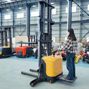 Electric Stacker 1500kg 2000kg Outrigger Stabilizing Legs Straddle Pallet Stacker Truck 2.5m 3m Lift 48V Factory CE