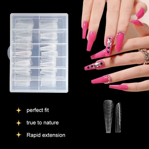 240Pcs Clear Coffin Nail Tips Full Cover Acrylic Fake Nails Natural Fit Rapid Extension Salon Manicure Supplies