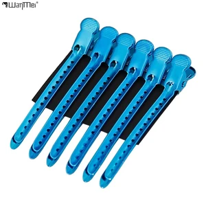 Wanmei Barber Sectioning alligator crocodile Durable Snap Hair Clips Setting Clips Hand Push Wave Plating Steel Clips for Hair