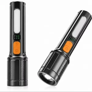 High-Power Rechargeable Torch Emergency Cob Flashlight with Long Range Most Powerful Charging Torch Featuring ABS Lamp Body