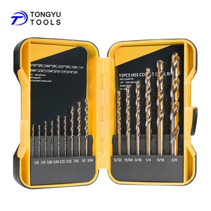 15Pcs M35 Cobalt Drill Bit Set, SAE 1/16
