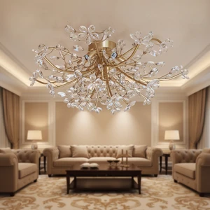 Latest Design of Interior Lighting Crystal Material Glamorous Style Interior of the Villa Dining Room LED Pendant Light