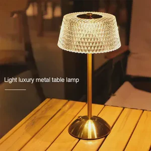 Rechargeable Aluminum LED Modern DC Night Light Touch Control Bedroom Study Bedside Acrylic Shade Table Lamp