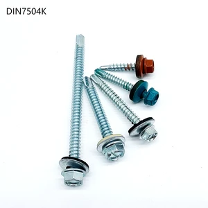SUNO Fastener Carbon Steel Metric/Inch Roofing Screw DIN7504K Hex Washer Head Zinc Plated Class 4 Self Drilling Screw