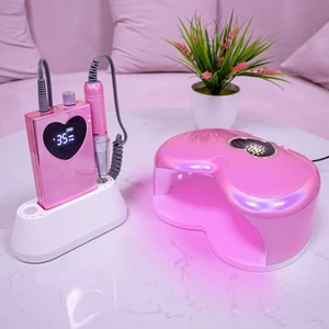 High Power 96W Heart Plating Pink Pro Cure Cute Shiny Diamond Led UV Nail Lamp With Feet Use Removable Base