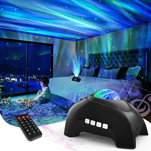 Northern Lights Aurora Projector, Star Projector Music Speaker With White Noise for Home Game Room Decor