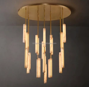 Modern High Quality Brass Base Pendant Light Alabaster Linear Ceiling Light For Dining Room Kitchen Living Room
