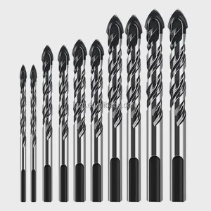 Multi-Function 3-12mm Triangular Glass Ceramic Tile Drill Bits Carbon Steel + YG6X Titanium Coated Spiral Flute Multipurpose
