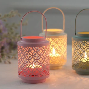 Outdoor Garden Home Decor Handmade Metal Hollowed Out Hanging Candle Holders Decorative Lantern