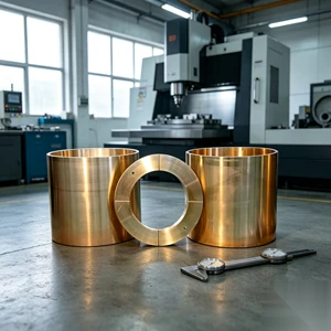 Customized Non-Standard Bronze and Brass Sleeve Threaded Flange Bushings Good Corrosion Resistance Casting Services Product