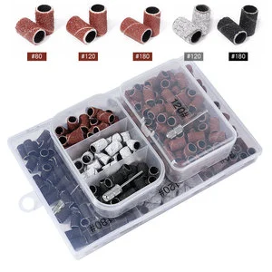 210/100/75pcs Nail Sanding Ring Bands Electric Manicure Nail Drill Bits 80/120/180/240 Grit Gel Nail Polish Removal Pedicure Too