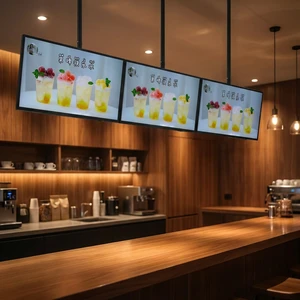 VETO Ultra Narrow Bezels Hanging And Wall Mounted Digital Menu Board LCD Advertising Display For Cafe Restaurant Retail Stores