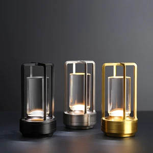 Luxury Touch Modern Portable Plastic Table Lamp DC Rechargeable LED Dimmable Multi-color Outdoor Restaurant Night Light