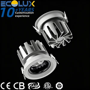 Ecolux Customized Dimmable 12W Aluminum Led Downlight Project Use Down Light Adjustable Recessed CE ETL SAA Spotlight
