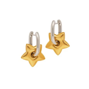 Fashion Titanium Star Pendant Earrings 18K Gold Stainless Steel Mixed Color Oval Ear Buckle 2024 Fashion Jewelry Wholesale