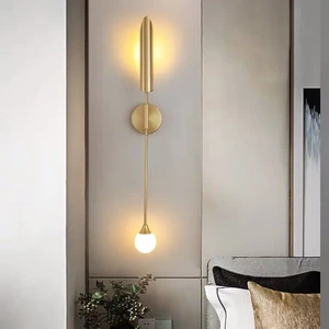 Modern Luxury Gold Wall Lamp House Living Room Study Background Wall Art Decoration Lamp Nordic Bedside Simple LED Wall Lamp