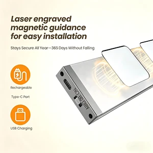 Rechargeable Modern Wall-Mounted Dimmable DC 5V Motion Sensored Activated LED Light Bar for Cabinet Table Hutch