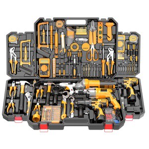 Cordless Power Tool Set with Pickaxe Sickle Torque Wrenches-Plastic Tool Box Lithium-Ion Battery