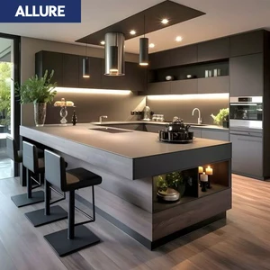 Allure Custom Manufacture High Quality Kitchenette Modular Island Table Solid Wood Gabinetes De Cocina Modern Kitchen Cabinets