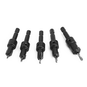 PMS 1/4x2.8 Wood Countersink Drill Bit Set Countersink Depth Stop Screw Woodworking Drilling Countersink Drill Bit