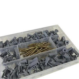 100pcs Plastic Expansion Drywall Anchor Kit with Screws Self Drilling Wall Home Pierced for Gypsum Board Fiberboard