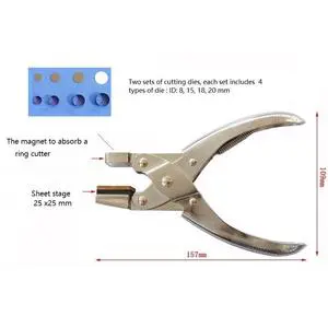 Coin Cell Hand-Held Disc Cutter with One Set of Ring Dies with ID 8 15 18 20mm for Al Cu Li and Coated Battery Electrode Sheet