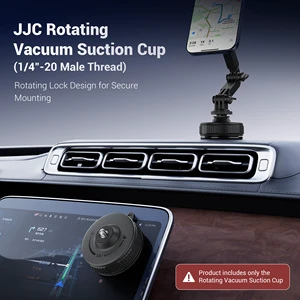 JJC BLACK Rotating Vacuum Suction Cup-Portable Multi-Material Design for Secure Mounting & Expanded Compatibility
