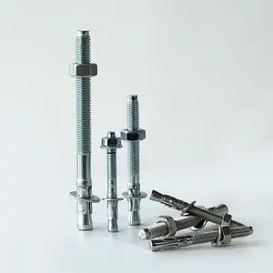 Expandable Rock Concrete Wedge Anchors, with Matching Washers and Hexagonal Nuts, High Load-bearing Capacity.