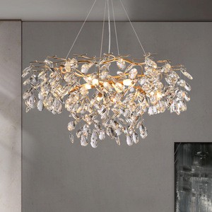 PM French Luxury Living Room Crystal Chandelier Light Modern Simple Dining Room Bedroom Branch Firefly Art Creative Pendant Lamp
