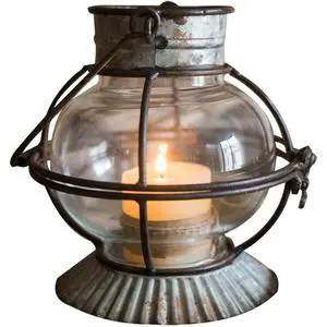 NEW Vintage Hanging Rusted Metal & Glass Candle Lantern with Handle for Home Garden Hotel Wedding Decor
