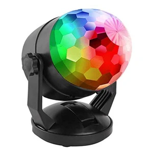Sound Activated Party Lights for Battery Powered/USB Plug in Portable RGB Rotating Disco Ball Light with Suction Cup