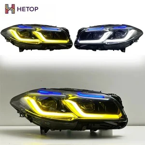 HETOP F10 Headlight 2010-2017 Upgrade 5 Series Dual Color Version Yellow and White Upgrade Headlights LED DRL Head Lamp for BMW