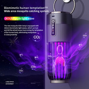 Indoor/Outdoor Waterproof Purple LED Bug Zapper Mosquito Lamp USB & Solar Charging Portable Killer Insect Lighting