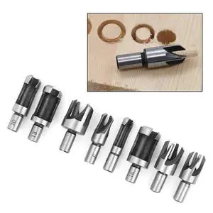 Four Tooth Chamfered Hole Wood Plug Cutter Drill Bit Kit High Carbon Steel Durable Small Wood Plug Hole Cutter Wood Plug Cutter