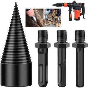 HeRui Hr028-E High-efficiency Wood Split Cone Drill Bit Round/Square/Hexagonal Shank Firewood Drill Splitter 3-Year Warranty