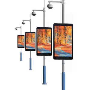 Customizable High Visibility P6 Outdoor LED Billboard Solar-Powered Street Pole Advertising with LED Screen & Road Light Pole