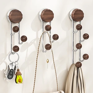 Wholesale Modern Style Suction Cup Cloakroom Hook Strong Vacuum Disk Wall Mounted Multifunctional Hooks Eco-Friendly Wood Hook