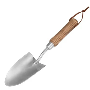Stainless Steel Hand Trowel with Wooden Handle, Heavy Duty Garden Spade for Planting, Digging and Weeding