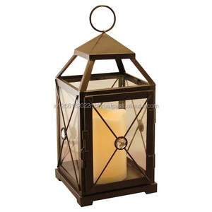 Top Selling European Style Brown Candle Lantern High Quality Metal for Home and Wedding Christmas Decoration