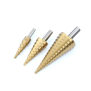 3PCS HSS High Speed Steel Titanium Coated Multiple Hole Step Drill Bit Cloth Bag For Drilling Metal Factory Quality