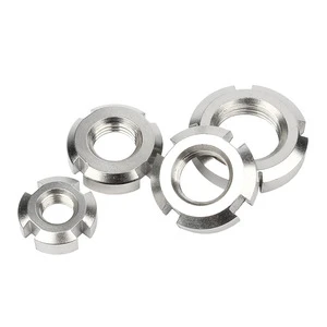Factory Customize 304 Stainless Steel Slotted Round Lock Nut CNC Machined Fine Thread Retaining Nut For Machinery Parts