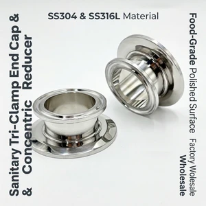 Sanitary SS304316L Tri Clamp Reducer Blind Cap Concentric Quick Connect Reducing Blind Plate Food Grade Pipe Fitting Custom Size