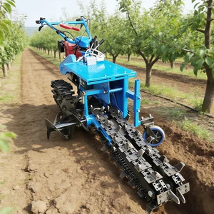 Jesray Hydraulic Chain Trencher Hand Held Trenching Machine Engine Gearbox 18HP Power Multifunctional High Safety Farm Ditching