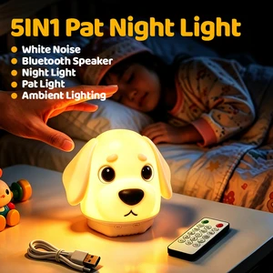Good Effect Remote Control Cute Dog Night Light Rgb Colorful Gradient Blue Tooth Smart Music Lights for Kids